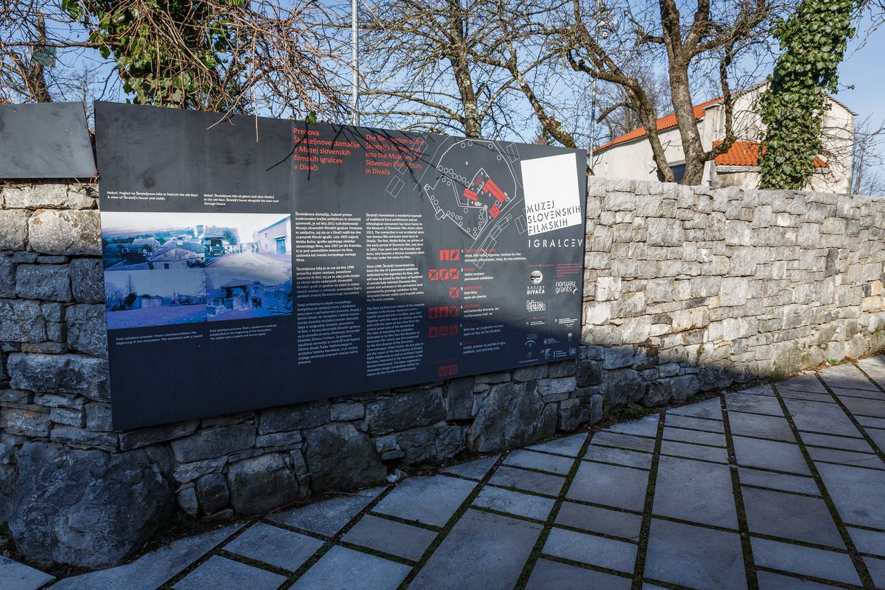 File:Museum of Slovenian Film Actors 2020 Information board Photo Kaja Brezocnik.jpg