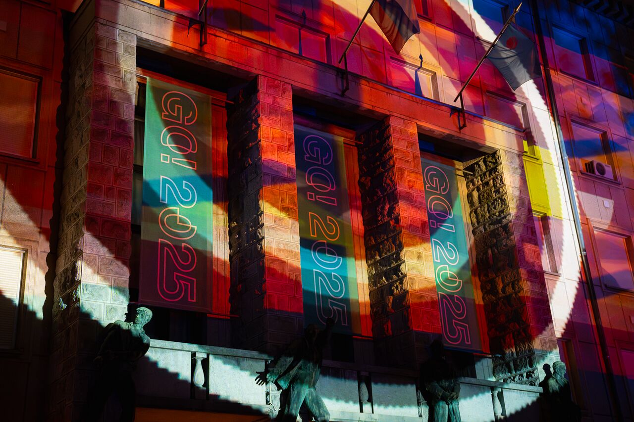 Nova Gorica–Gorizia, European Capital of Culture 2025 lit municipal building Photo Ana Rojc.jpg