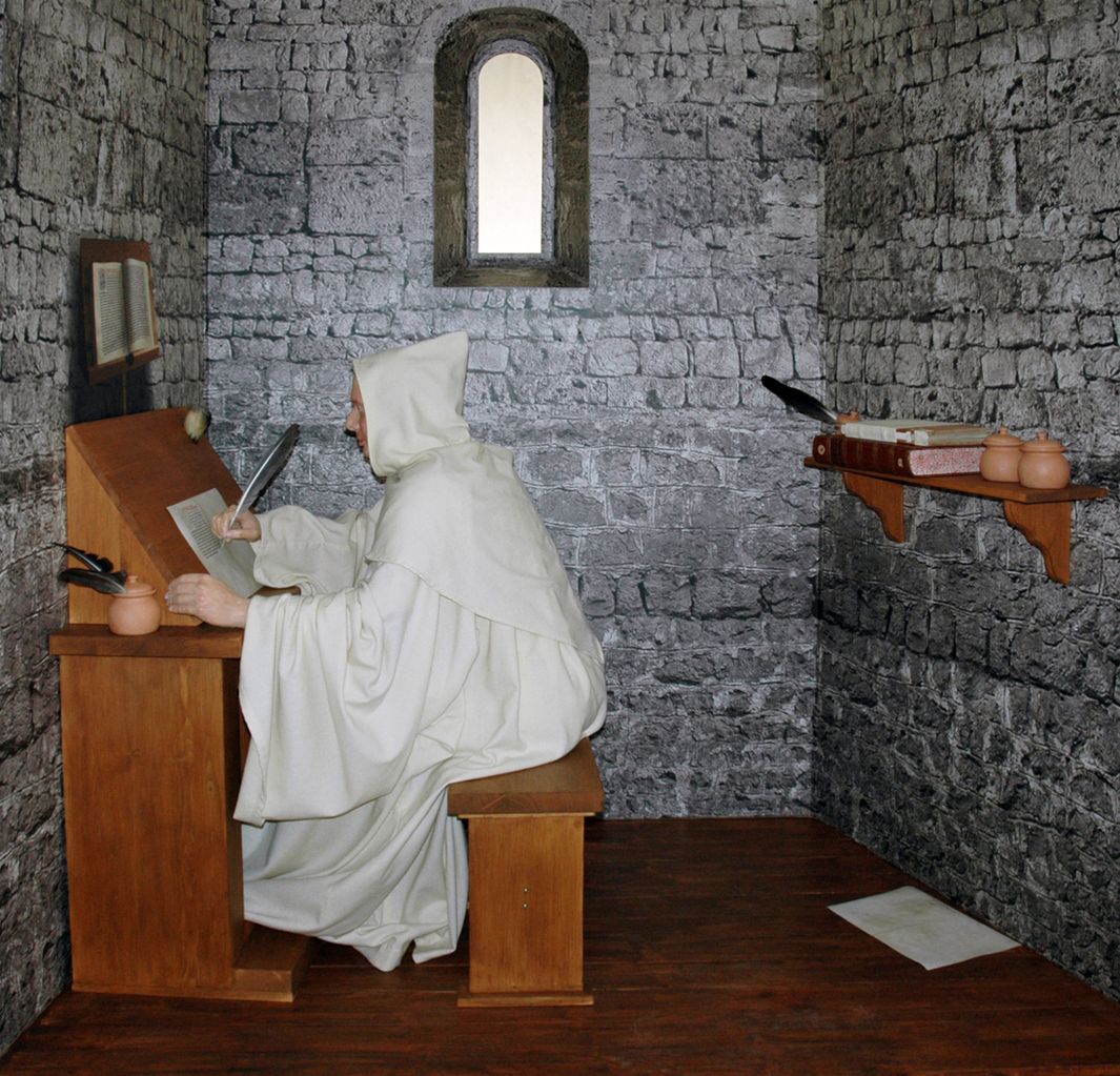 File:Museum of Christianity in Slovenia 2008 medieval scribe Photo Tadej Trnovsek.jpg