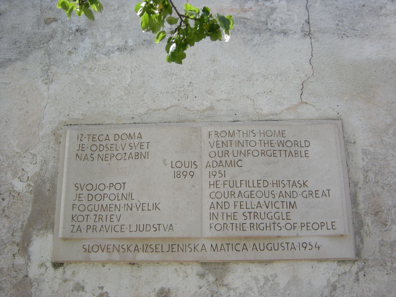 File:Louis Adamic Memorial Room 2010 Plaque Photo Alenka Pirman.JPG