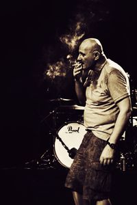 Goran Šalamon, <!--LINK'" 0:777-->, taking a cigarette break at the concert on the <!--LINK'" 0:778-->, organised by <!--LINK'" 0:779-->, 2013.