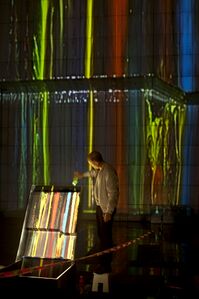 <i>Gravitational painting</i> on the facade of <!--LINK'" 0:591--> by Portugese/Belgian duet Ocubo, <!--LINK'" 0:592-->, 2012