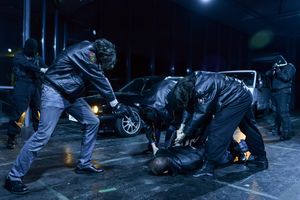 A still from <i>Republika Slovenija</i> [The Republic of Slovenia], a docudrama about the arms trafficking events from the early years of Slovenia. Shown at <!--LINK'" 0:387--> in 2016 and that same year also given the <!--LINK'" 0:388-->.