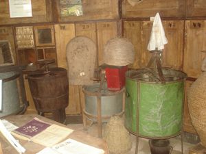 Part of the museum's collection of historic bee keeping equipment, <!--LINK'" 0:847--> in Krapje
