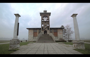 A still frame from <!--LINK'" 0:22--> promo video featuring the Church of the Archangel Michael on the Marsh (Črna vas near Ljubljana) designed by eminent architect <!--LINK'" 0:23--> and constructed in 1937-39. 2013