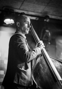 The double bass player <!--LINK'" 0:676--> while performing in Igor Matkovič's Sonic Motion quartet at <!--LINK'" 0:677-->, 2014
