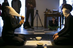 Performance by AnKo – Andreja Džakušič and Keiko Miyazaki entitled In-between at <!--LINK'" 0:257-->, 2019.