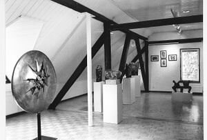 <!--LINK'" 0:516--> Batič's Salon on the upper floor showing the museum's fine arts collection, mostly of works by sculptor <!--LINK'" 0:517--> (b 1925), including his <i>Miners' and Explosion Cycles</i> made between 1959 and 1965