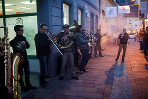 <!--LINK'" 0:665--> performing on the streets of Ravne na Koroškem during <!--LINK'" 0:666-->, 2015