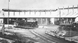 The former boiler room which now houses the <!--LINK'" 0:348--> collection of vehicles, as photographed somewhere around 1935.