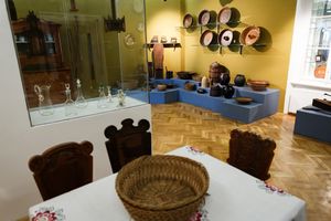 Ethnological objects on display at <!--LINK'" 0:254--> in Slovenj Gradec, 2019.