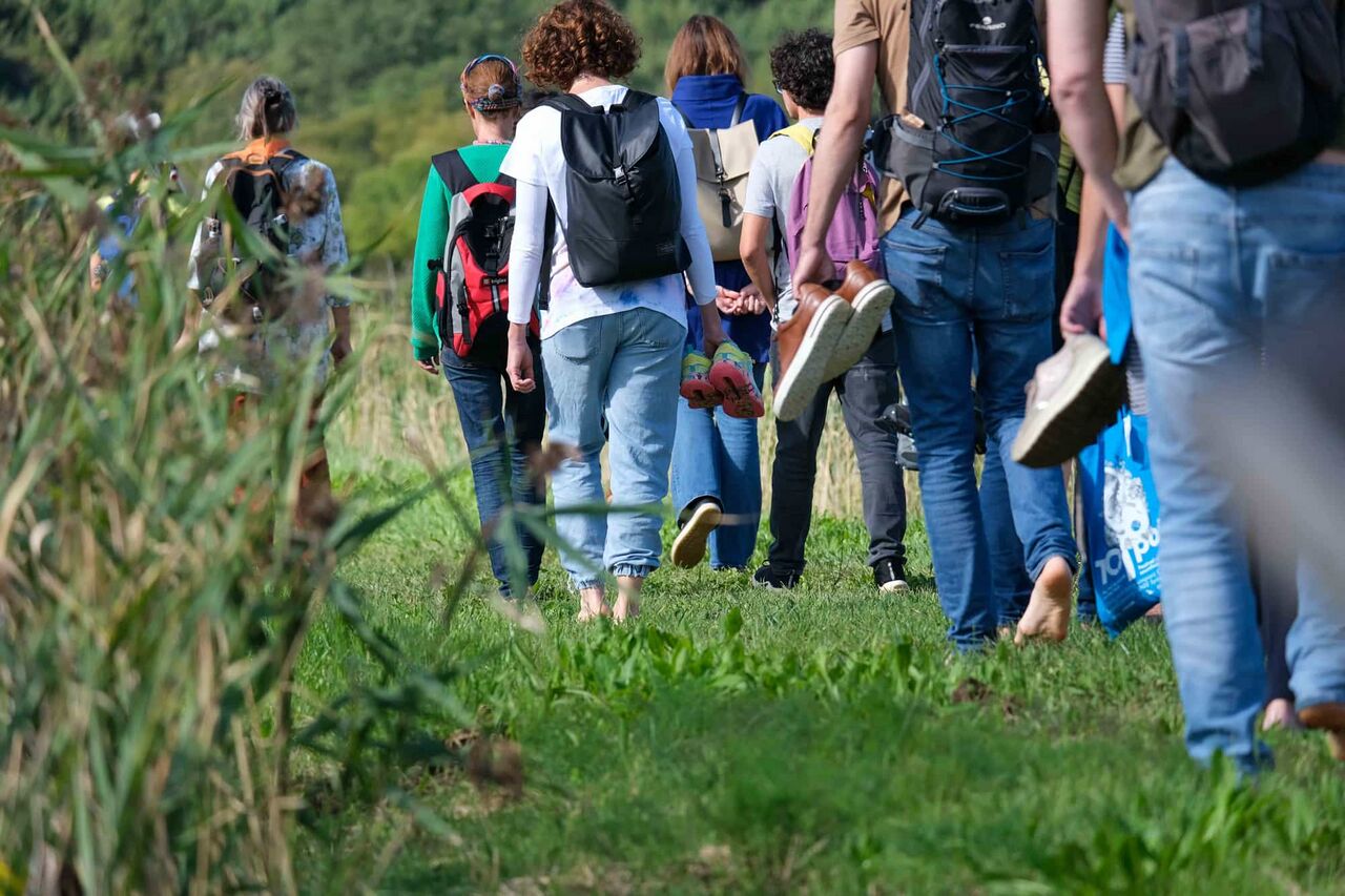 A soundwalk at TOpot festival, september 2025. Photo: Matej Tomažin
